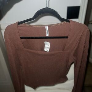 Chic Brown Long Sleeve Top